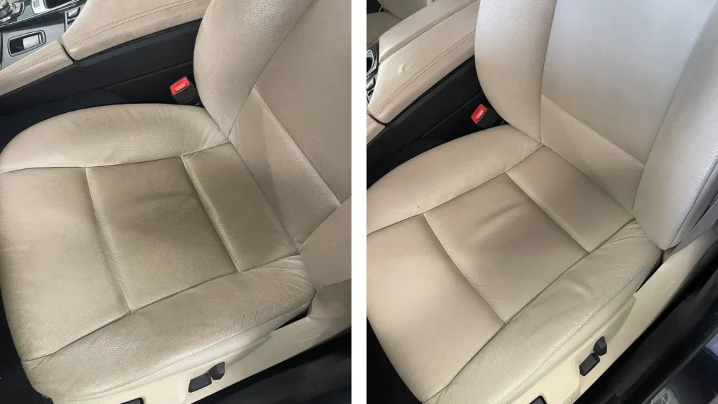 oeding van een klassiek lederen interieur in een oldtimer met natuurlijke balsem